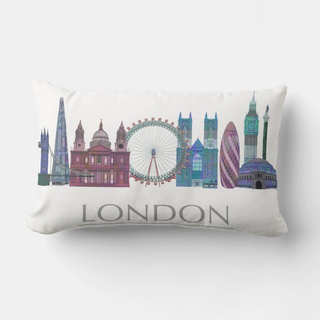 London Skyline Colored Gebäude Lendenkissen (Vorderseite)
