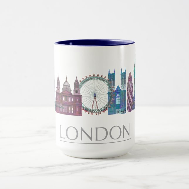 London Skyline Colored Gebäude Tasse (Zentrum)