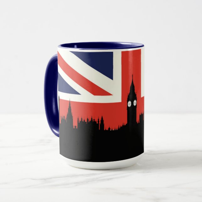 London-Skyline | die britische Flagge Tasse (Vorderseite Links)