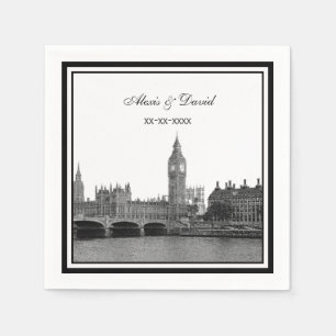 London Skyline Geätzt Gerahmte Hochzeit Serviette