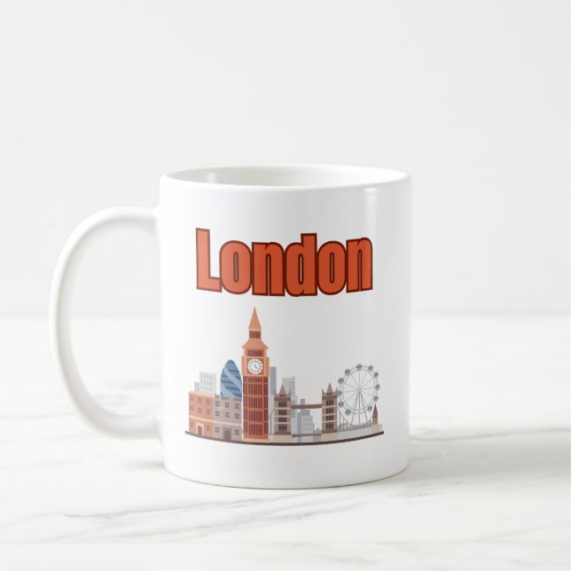 London Skyline Große Schrift Kaffeetasse (Links)