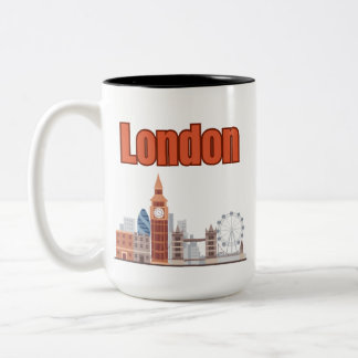 London Skyline Große Schrift Zweifarbig Zweifarbige Tasse