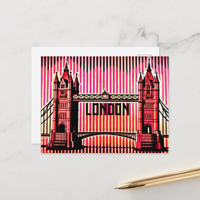 London SKyline im BAUHAUS-Stil der optischen Täusc Postkarte (Vorderseite/Rückseite Beispiel)