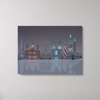 London Skyline Night Reflections