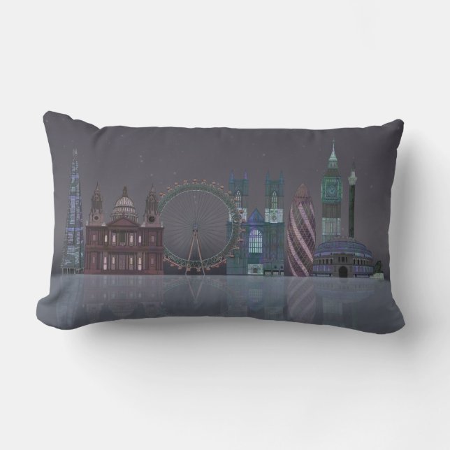 London Skyline Night Reflections Lendenkissen (Vorderseite)