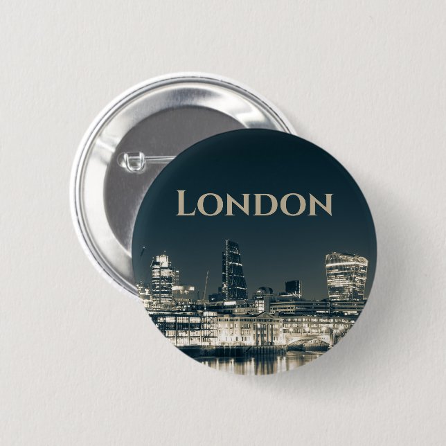 London Skyline Panorama Urban Souvenir Geschenk Button (Vorne & Hinten)