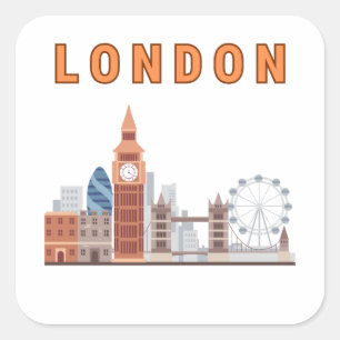 London Skyline Quadratische Aufkleber