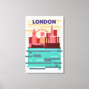 London Skyline Reiseplakat. Leinwanddruck