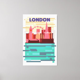 London Skyline Reiseplakat. Leinwanddruck