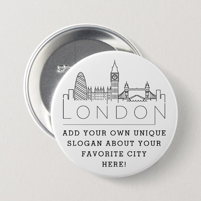 London Skyline | Schaltfläche "Benutzerdefinierter Button (Vorne & Hinten)
