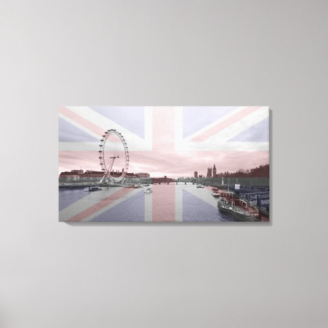 London Skyline Union Jack Flag Leinwanddruck (Vorderseite)