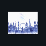 London Skyline - Watercolor Blue Leinwanddruck<br><div class="desc">London Skyline Watercolor Splash Blue von Fab Funky. Hier finden Sie die berühmten Londoner Sehenswürdigkeiten in einem Aquarell-Stil.</div>