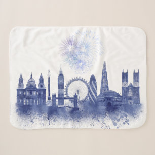 London Skyline - Watercolor Blue Sherpadecke
