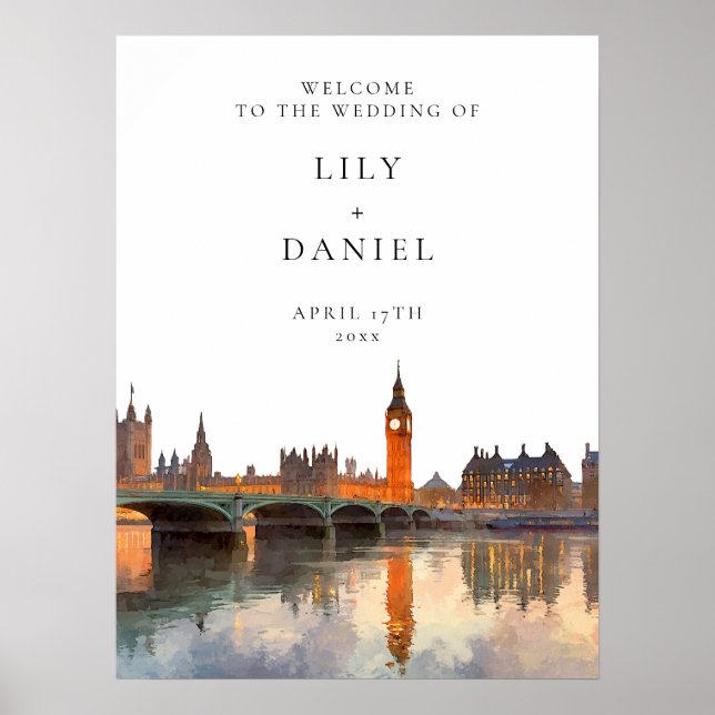 London Skyline Wedding Welcome Sign Poster (Vorne)