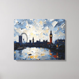 London Skyline Wrapped Canvas   Impasto Oil Paint Leinwanddruck