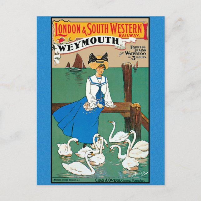 London South Western Railway Weymouth Postkarte (Vorderseite)