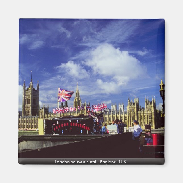 London Souvenir Stall, England, Großbritannien Magnet (Vorne)