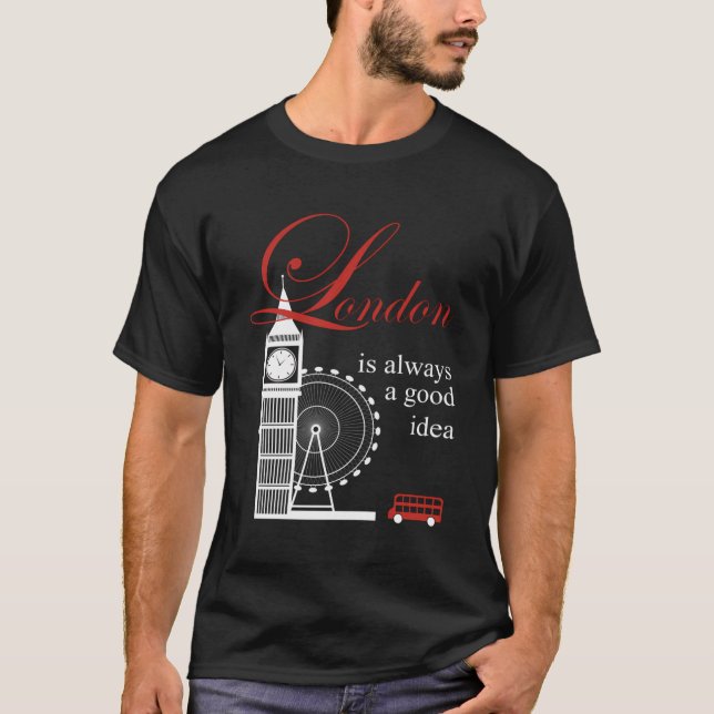 London Souvenirs Geschenke Männer Big Ben Red Bus  T-Shirt (Vorderseite)
