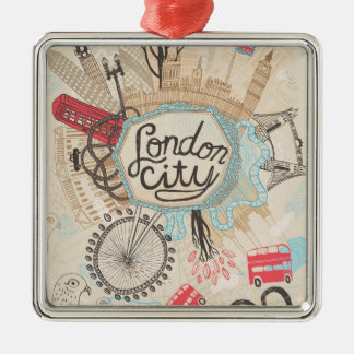 London-Stadt-Gekritzel-Kunst Ornament Aus Metall