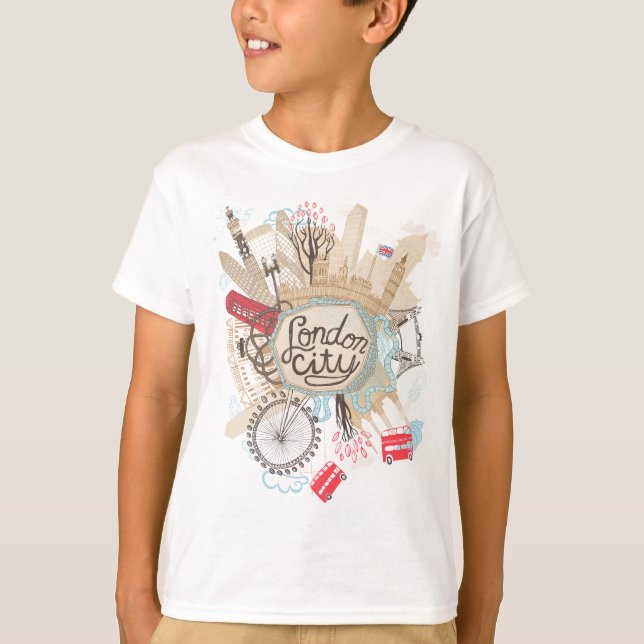 London-Stadt-Gekritzel-Kunst T-Shirt (Vorderseite)