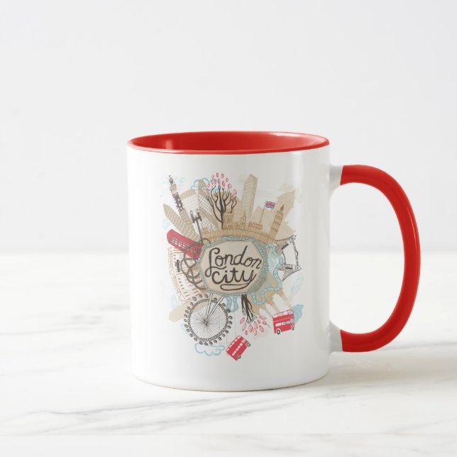 London-Stadt-Gekritzel-Kunst Tasse (Rechts)