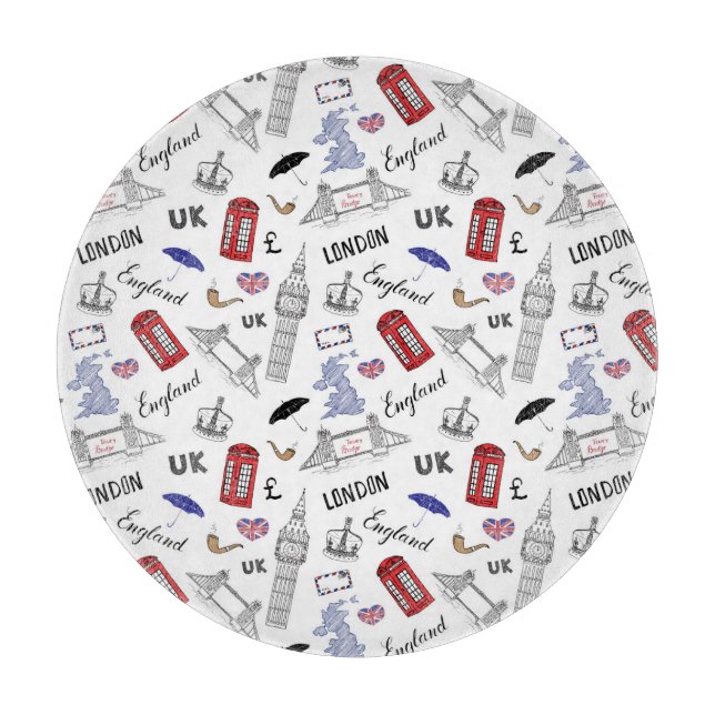 London-Stadt kritzelt Muster Schneidebrett (Vorderseite)