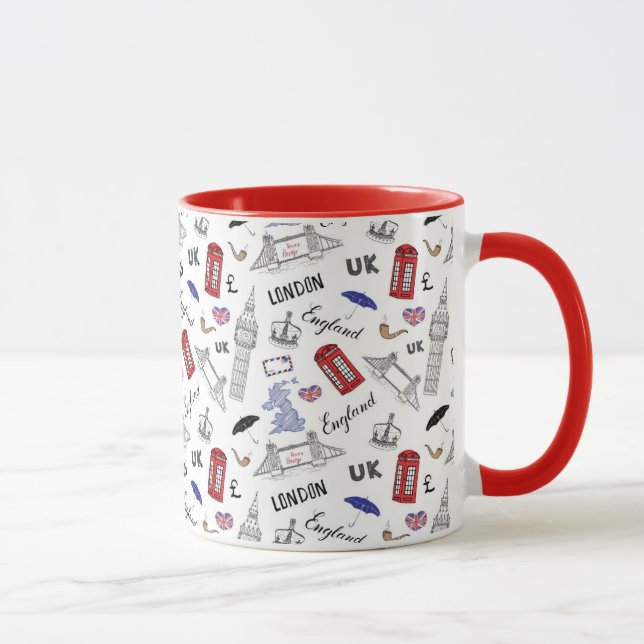 London-Stadt kritzelt Muster Tasse (Rechts)