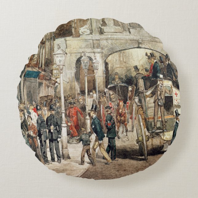 London-Straße, 1869 Rundes Kissen (Vorderseite)