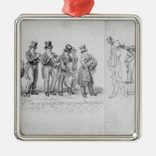 London-Straßen-Musiker, c.1820-30 Silbernes Ornament
