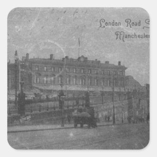 London-Straßen-Station, Manchester, c.1910 Quadratischer Aufkleber