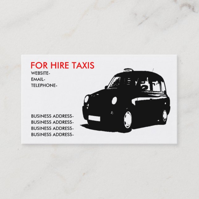 London-Taxi Visitenkarte (Vorderseite)