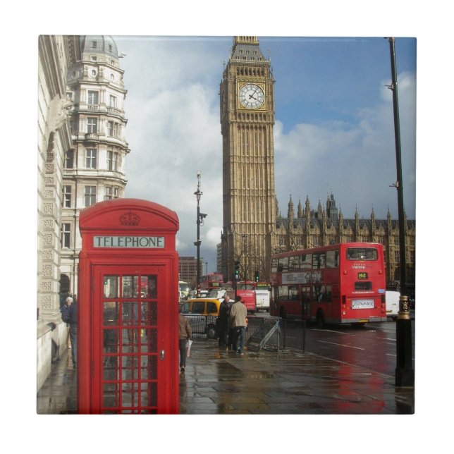 London-Telefonkasten u. Big Ben (St.K) Fliese (Vorderseite)
