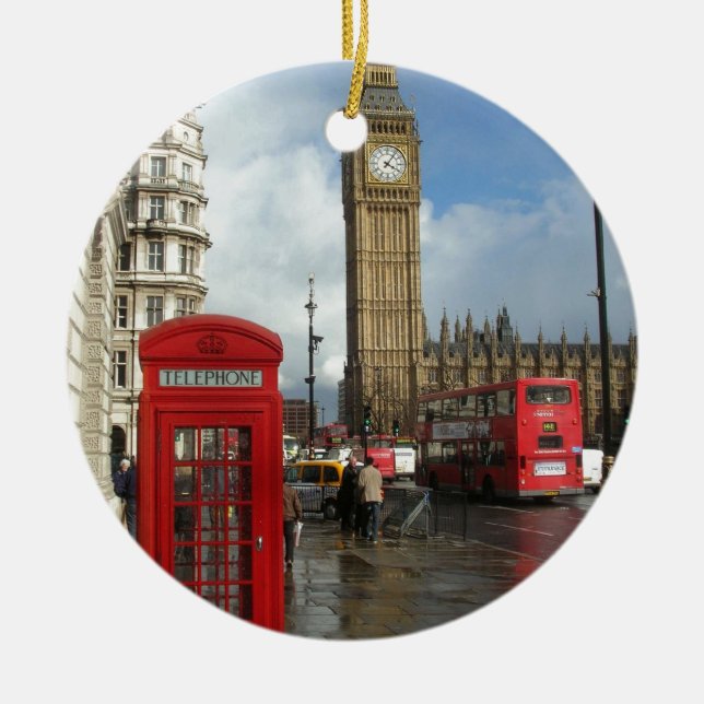 London-Telefonkasten u. Big Ben (St.K) Keramikornament (Vorne)