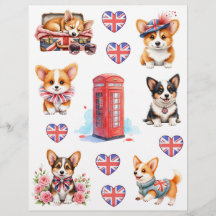 London Telefonzelle und Corgi Scrapbook Papier