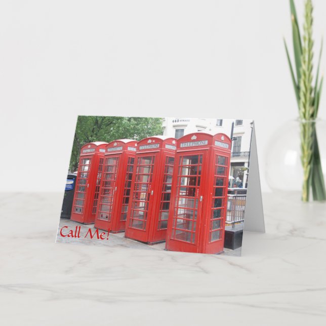 London-Telefonzellegrußkarte mit "Anruf ich " Karte (Vorderseite)