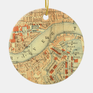 London Thames Vintage Karte Keramik Ornament
