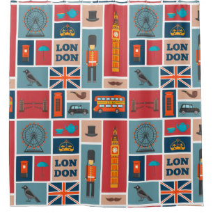 London Theme Duschvorhang