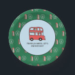 London Theme Kids Joint Birthday Party Pappteller<br><div class="desc">Perfekt für gemeinsame Geburtstagsfeiern! Diese Londoner Doppeldecker-Teller fügen Ihrer Feier eine individuelle Touch hinzu.</div>