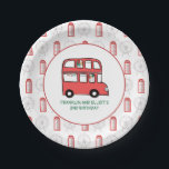 London Theme Kids Joint Birthday Party Pappteller<br><div class="desc">Perfekt für gemeinsame Geburtstagsfeiern! Diese Londoner Doppeldecker-Teller fügen Ihrer Feier eine individuelle Touch hinzu.</div>