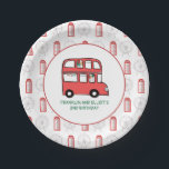 London Theme Kids Joint Birthday Party Pappteller<br><div class="desc">Perfekt für gemeinsame Geburtstagsfeiern! Diese Londoner Doppeldecker-Teller fügen Ihrer Feier eine individuelle Touch hinzu.</div>