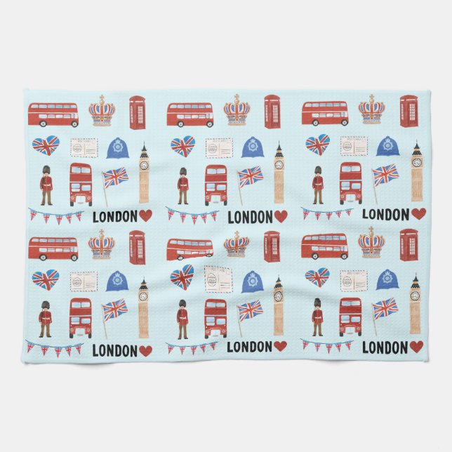 London Theme Kitchen Teetuch Geschirrtuch (Horizontal)
