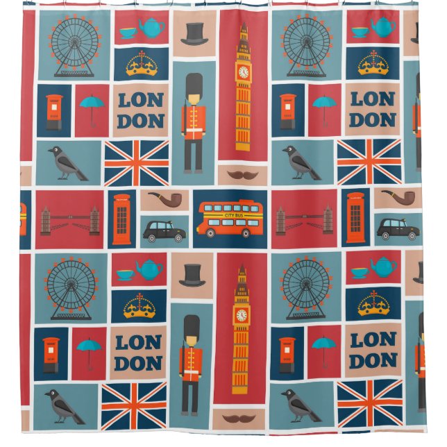 London Themed Duschvorhang (Vorderseite)
