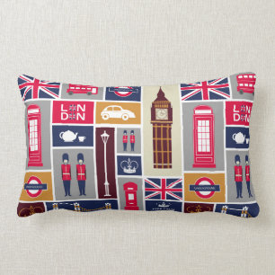 London Themed Lumbar Pillow Lendenkissen
