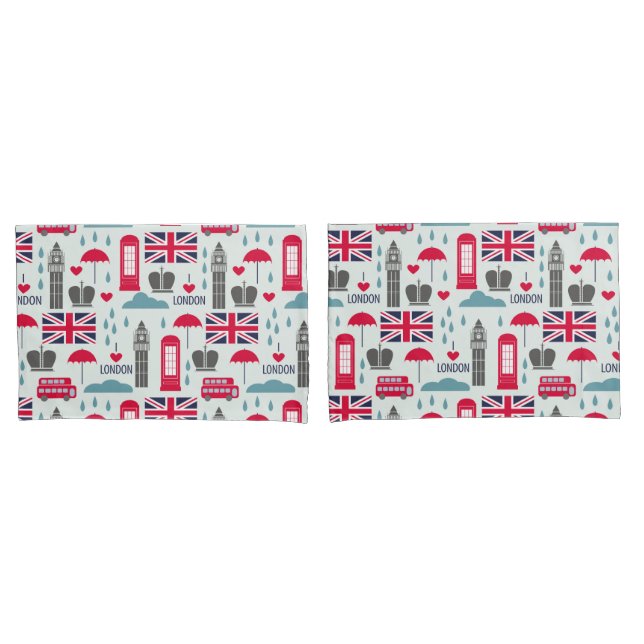 London Themed Pillow Case Kissenbezug (Vorderseite-Set)