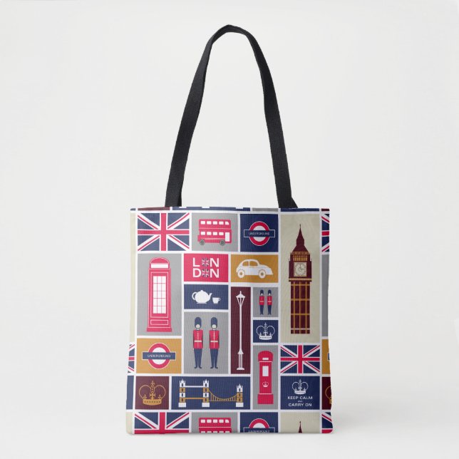 London Themed Tote Bag Tasche (Vorderseite)
