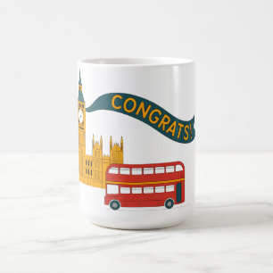London-Themige "Glückwunsch!"-Grußkarte mit Big Be Kaffeetasse
