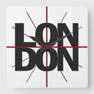London Timezone Wall Clock Quadratische Wanduhr