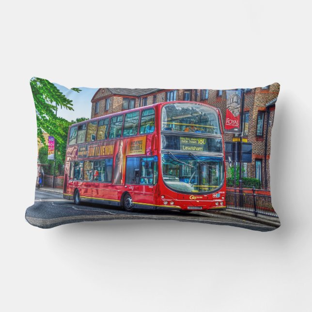 London to Lewisham Red Double decker Bus UK Lendenkissen (Vorderseite)