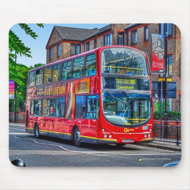 London to Lewisham Red Double decker Bus UK Mousepad (Vorne)