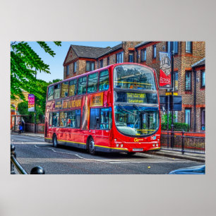 London to Lewisham Red Double decker Bus UK Poster